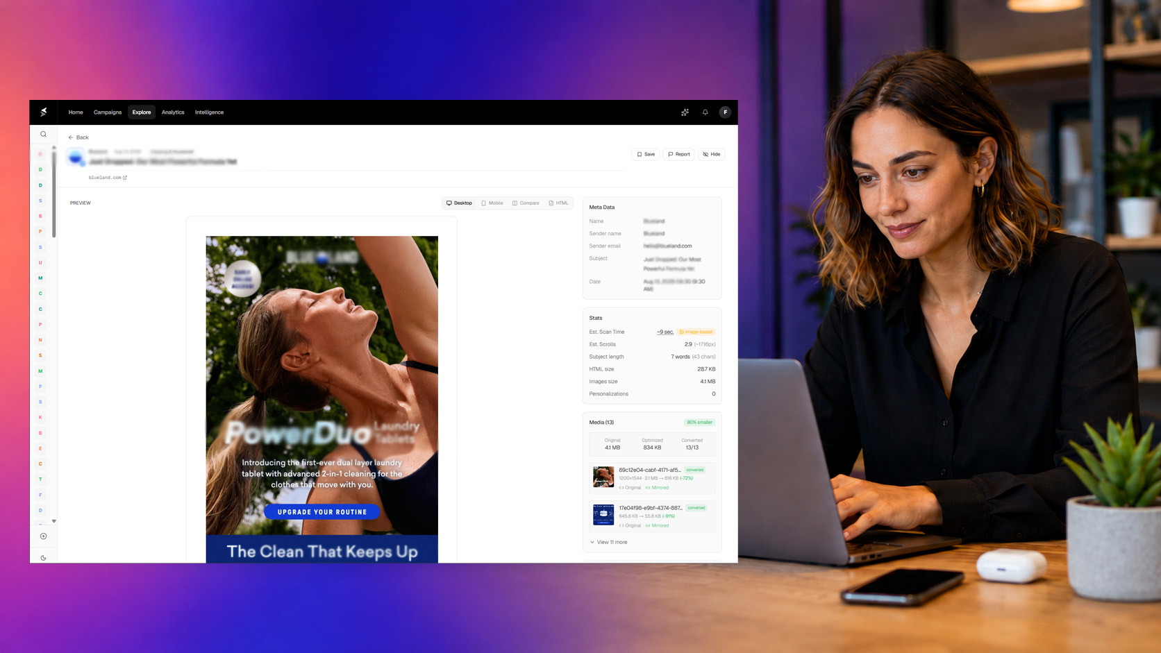 Sendsitive dashboard showing competitor email campaigns
